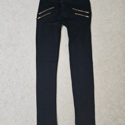 One 5 One Women`s Black Seamless  Leggings Faux Zip Pockets Sz. S/M